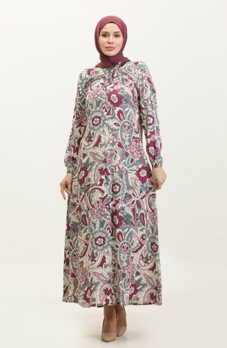 Robe En Viscose à Motifs Grande Taille 44851E-03 Rose Poudré 44851E-03