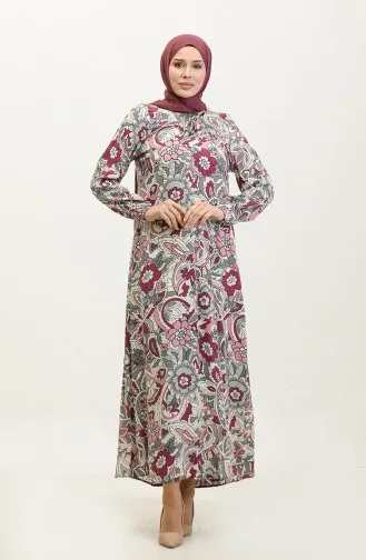 Robe En Viscose à Motifs Grande Taille 44851E-03 Rose Poudré 44851E-03