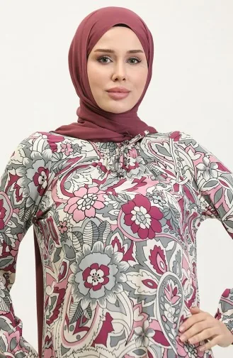 Robe En Viscose à Motifs Grande Taille 44851E-03 Rose Poudré 44851E-03