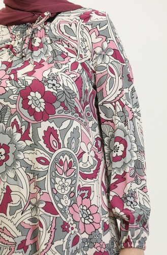 Robe En Viscose à Motifs Grande Taille 44851E-03 Rose Poudré 44851E-03