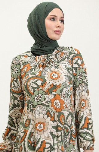 Plus-size Viscose Jurk Met Patroon 44851E-04 Khaki 44851E-04