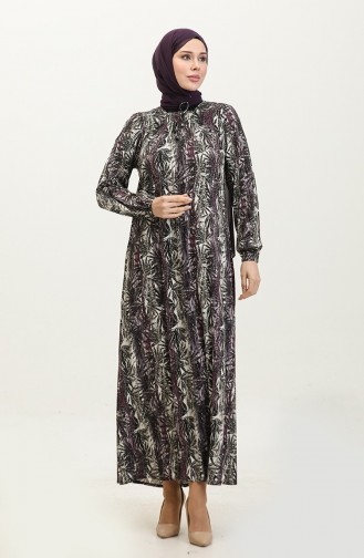 Robe En Viscose à Motifs Grande Taille 44851F-02 Violet 44851F-02