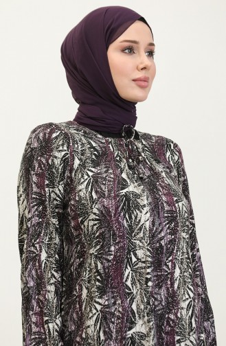 Robe En Viscose à Motifs Grande Taille 44851F-02 Violet 44851F-02