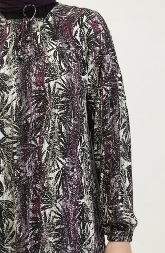 Plus-size Viscose Jurk Met Patroon 44851F-02 Paars 44851F-02