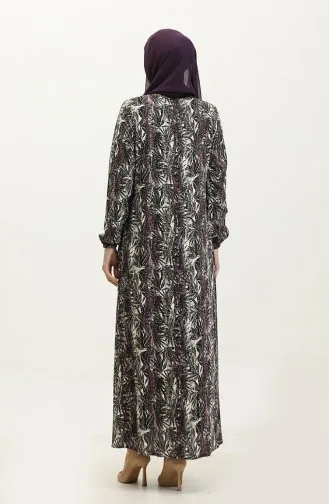 Plus-size Viscose Jurk Met Patroon 44851F-02 Paars 44851F-02