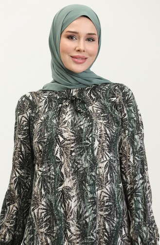 Gemustertes Viskosekleid In Übergröße 44851F-03 Khaki 44851F-03