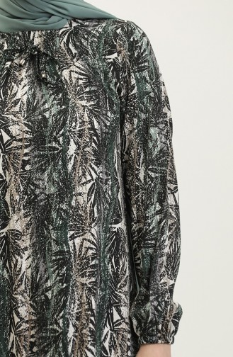 Gemustertes Viskosekleid In Übergröße 44851F-03 Khaki 44851F-03