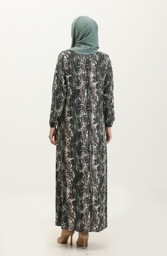 Gemustertes Viskosekleid In Übergröße 44851F-03 Khaki 44851F-03