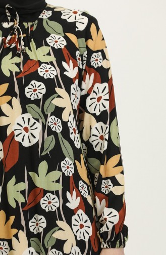 فستان فيسكوز منقوش مقاس كبير 44851G-02 أسود 44851G-02