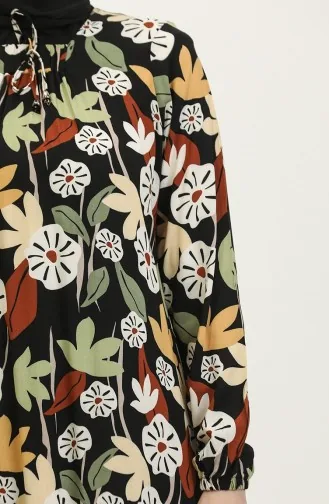 Plus Size Patterned Viscose Dress 44851G-02 Black 44851G-02