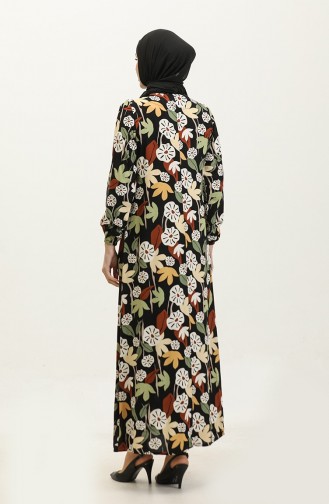 فستان فيسكوز منقوش مقاس كبير 44851G-02 أسود 44851G-02