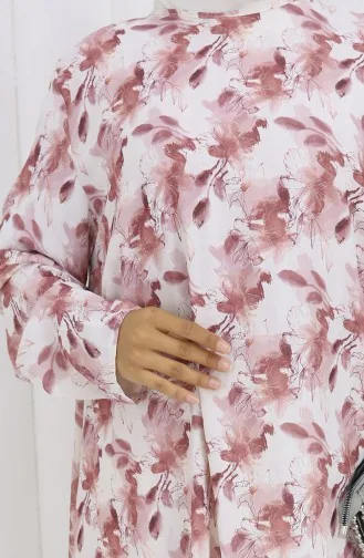 Tunique En Crêpe à Motifs 1014-01 Marron 1014-01