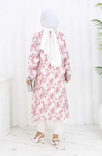 Tunique En Crêpe à Motifs 1014-01 Marron 1014-01