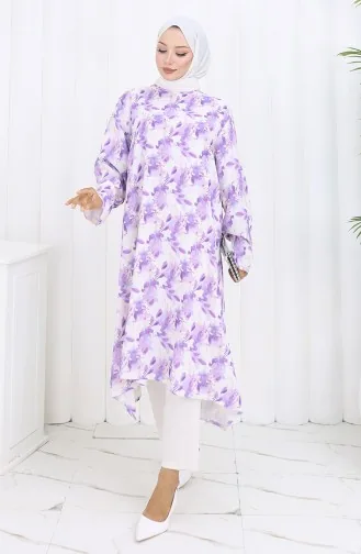 Gedessineerde Crêpe Tuniek 1014-02 Lila 1014-02