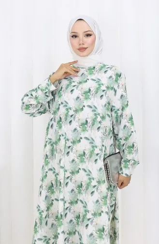 Tunique En Crêpe à Motifs 1014-03 Vert 1014-03