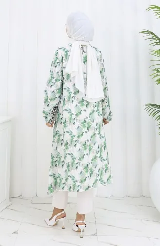 Tunique En Crêpe à Motifs 1014-03 Vert 1014-03