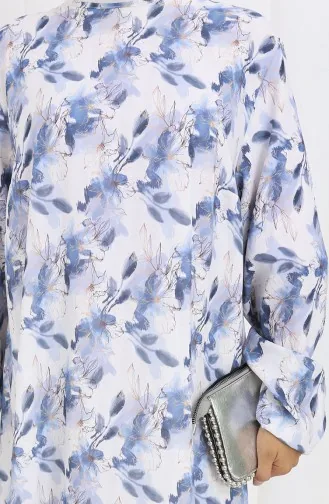 Gemusterte Krepp Tunika 1014-04 Blau 1014-04