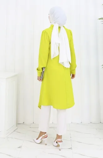 Printed Buttoned Tunic 1102-01 Oil Green 1102-01