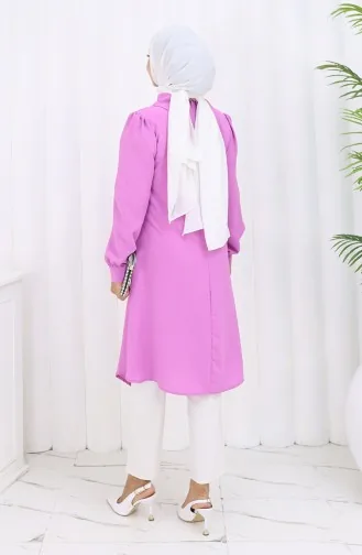 تونيك مطبوع بأزرار 1102-02 أرجواني 1102-02