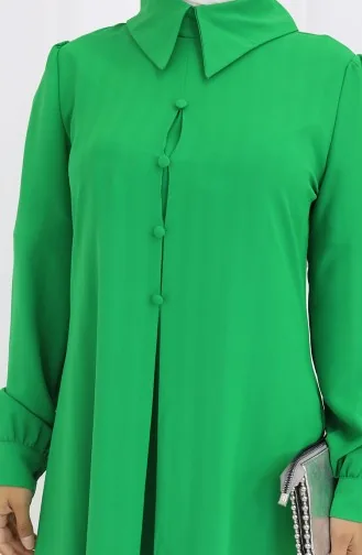 Printed Buttoned Tunic 1102-03 Emerald Green 1102-03