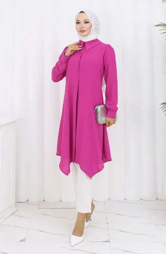 Bedruckte Tunika Mit Knöpfen 1102-04 Fuchsie 1102-04