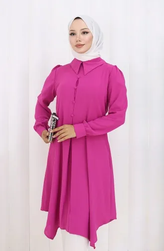 Bedruckte Tunika Mit Knöpfen 1102-04 Fuchsie 1102-04