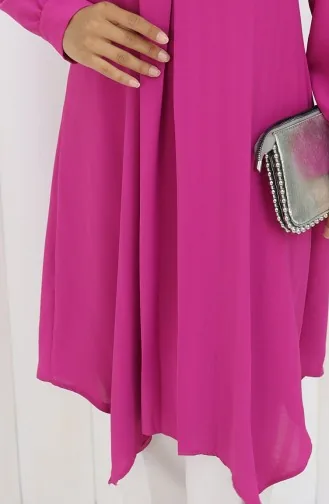 Bedruckte Tunika Mit Knöpfen 1102-04 Fuchsie 1102-04