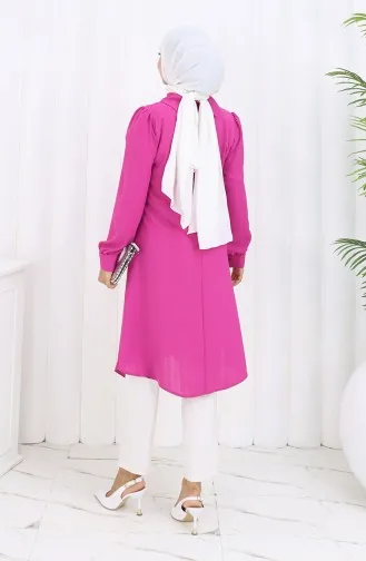 Bedruckte Tunika Mit Knöpfen 1102-04 Fuchsie 1102-04