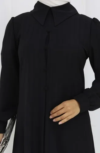 Printed Buttoned Tunic 1102-05 Black 1102-05