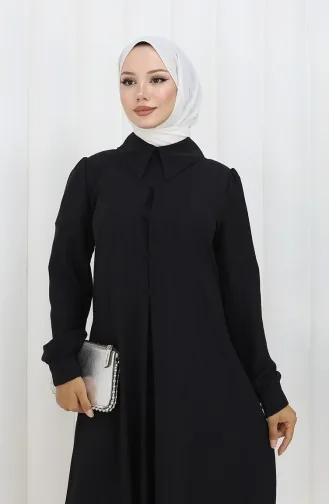 Printed Buttoned Tunic 1102-05 Black 1102-05