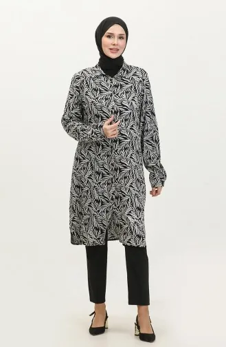 Gemusterte Hemdtunika In Übergröße Modell 2022-01 Schwarz 2022-01