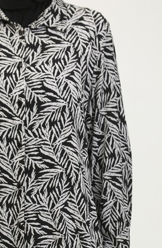 Büyük Beden Desenli Gömlek Tunik 2022-01 Siyah