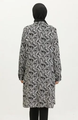 Gemusterte Hemdtunika In Übergröße Modell 2022-01 Schwarz 2022-01