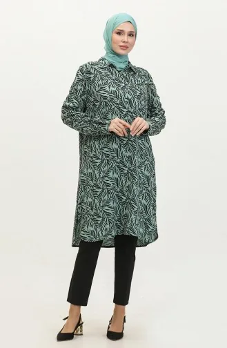 Plus Size Gestreept Shirt Tuniek 2022-02 Groen 2022-02