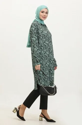 Plus Size Gestreept Shirt Tuniek 2022-02 Groen 2022-02