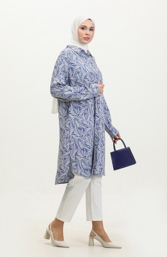 Chemise Tunique à Motifs Grande Taille 2022-03 Indigo 2022-03