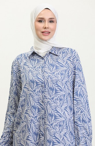 Chemise Tunique à Motifs Grande Taille 2022-03 Indigo 2022-03