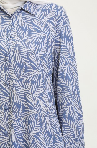 Chemise Tunique à Motifs Grande Taille 2022-03 Indigo 2022-03