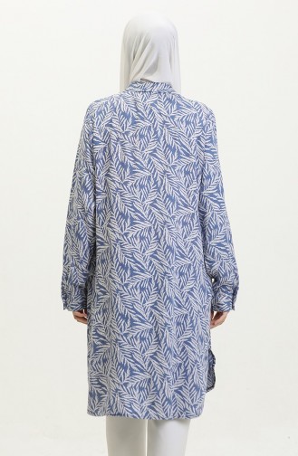 Chemise Tunique à Motifs Grande Taille 2022-03 Indigo 2022-03
