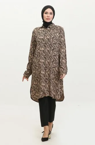 Plus Size Gestreept Shirt Tuniek 2022-04 Mink 2022-04