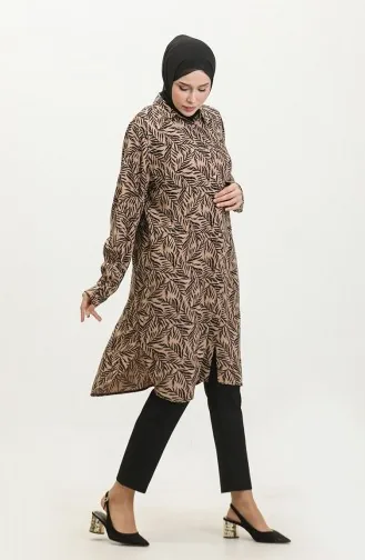 Plus Size Gestreept Shirt Tuniek 2022-04 Mink 2022-04