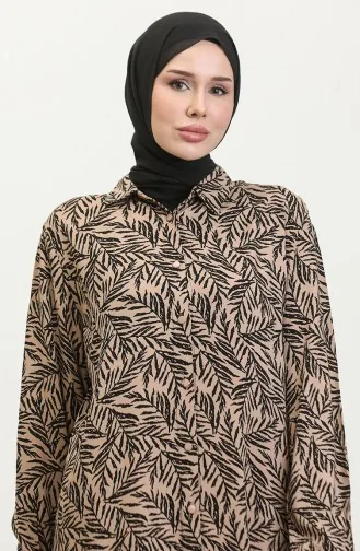 Plus Size Gestreept Shirt Tuniek 2022-04 Mink 2022-04