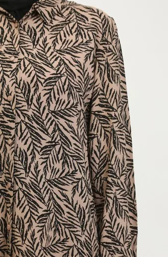 Plus Size Gestreept Shirt Tuniek 2022-04 Mink 2022-04