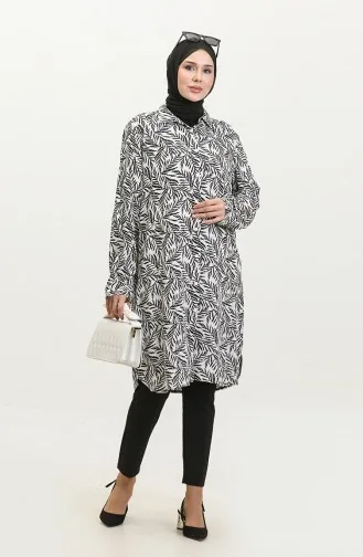 Plus Size Gestreept Shirt Tuniek 2022-05 Wit 2022-05