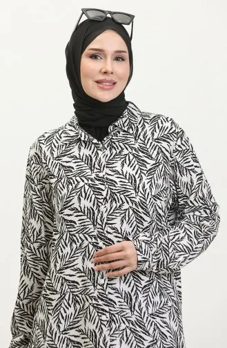 Plus Size Gestreept Shirt Tuniek 2022-05 Wit 2022-05