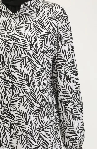 Plus Size Gestreept Shirt Tuniek 2022-05 Wit 2022-05