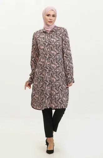 Gemusterte Hemdtunika In Übergröße Farbe: Altrosa Modell 2022-06 2022-06