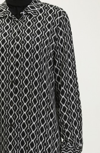 Büyük Beden Desenli Gömlek Tunik 2022A-01 Siyah
