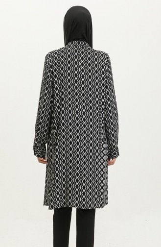 Büyük Beden Desenli Gömlek Tunik 2022A-01 Siyah