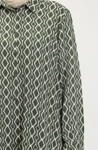 Plus Size Gestreept Shirt Tuniek 2022A-02 Khaki 2022A-02